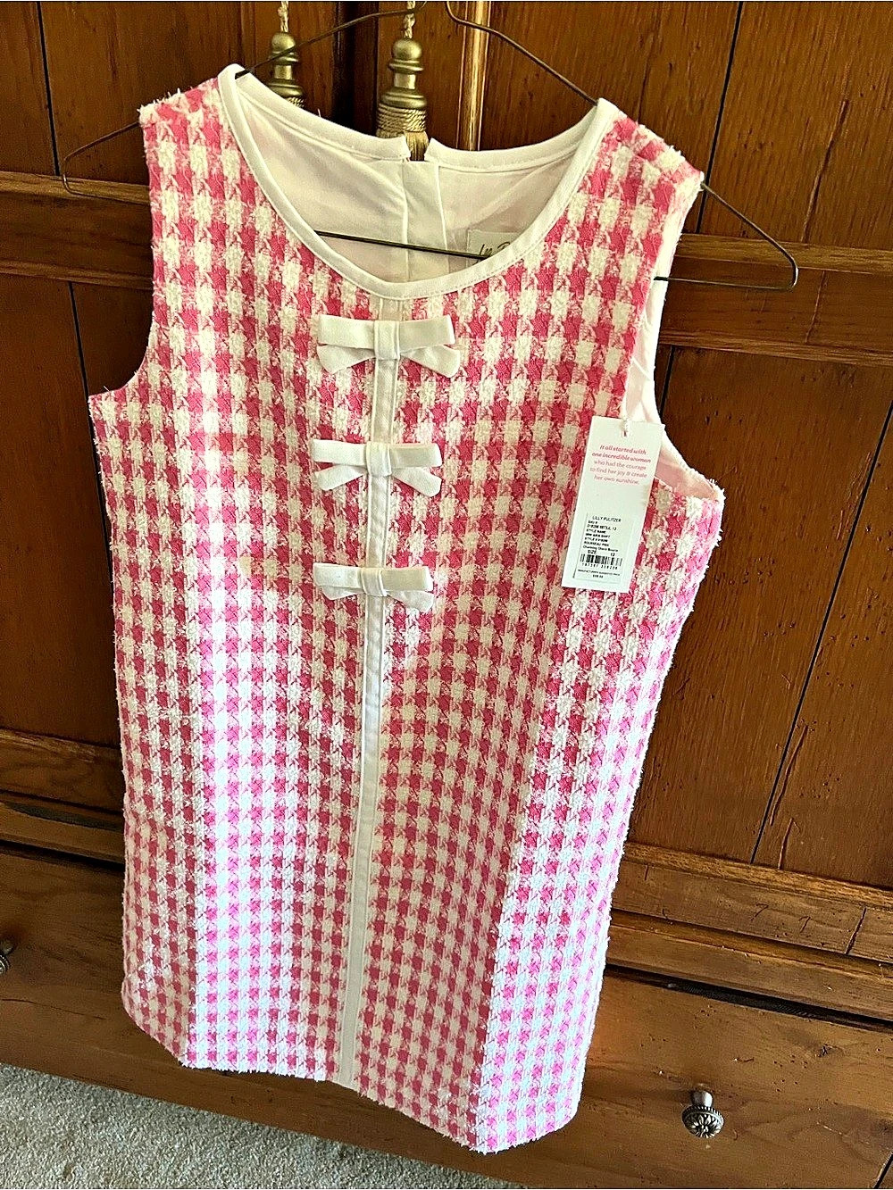 Lilly Pulitzer Pink & White Checkered Sleeveless Dress Size 12 Girls